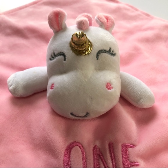 Baby Starters Security Blanket Lovey Plush Satin Pink Unicorn Rattle One of Kind - Picture 3 of 13